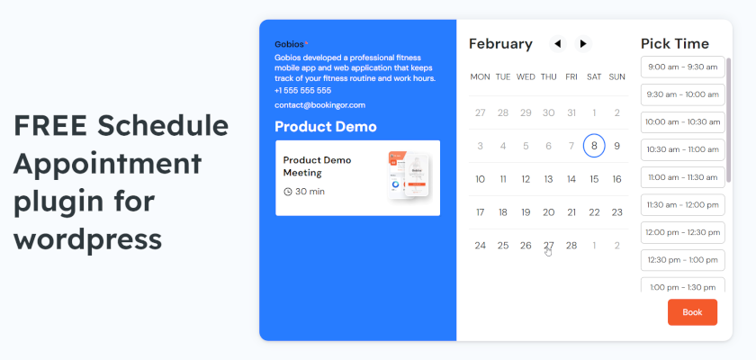 Free WordPress Booking plugin - Free WordPress Schedule Appointment plugin