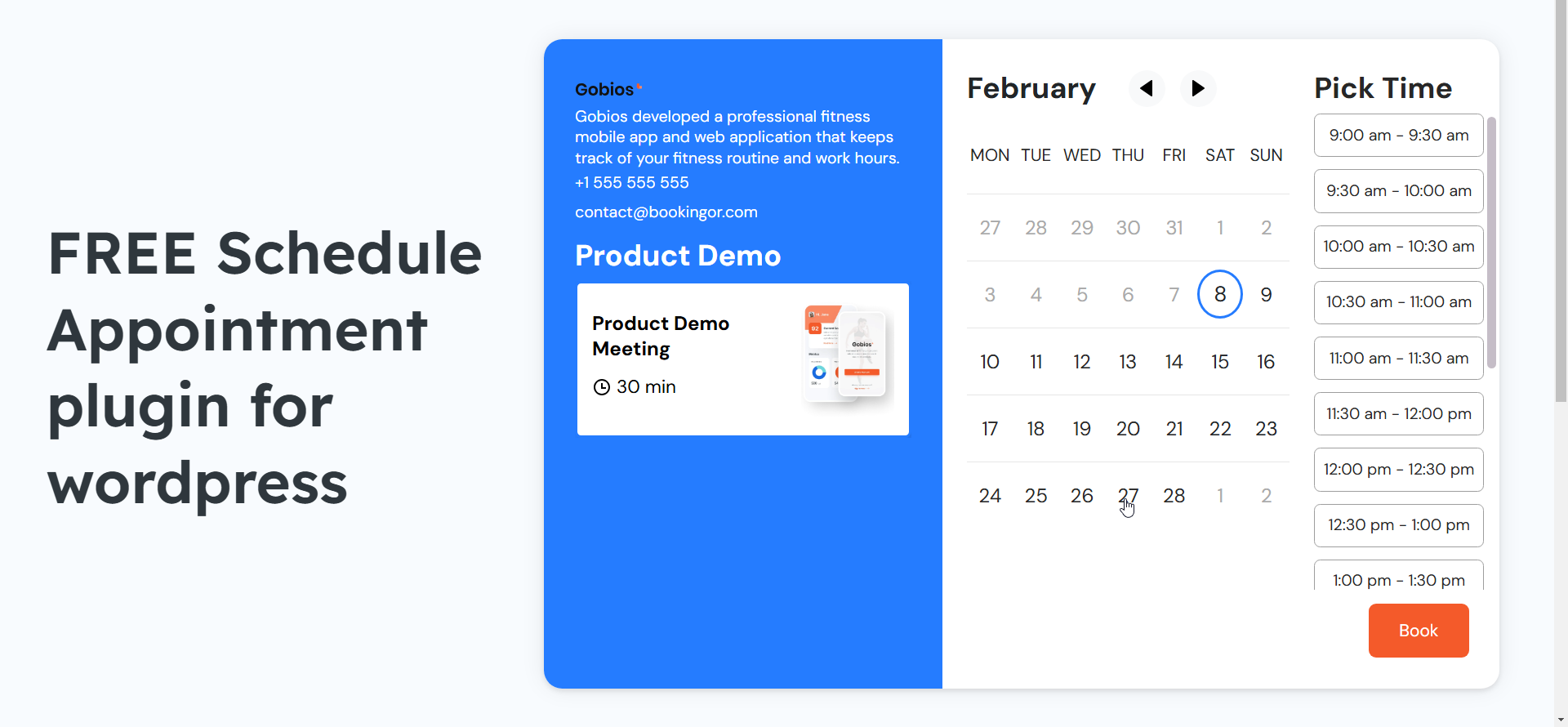 Free WordPress Booking plugin - Free WordPress Schedule Appointment plugin