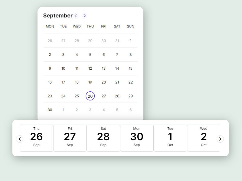 Multiple Calendar UI Designs